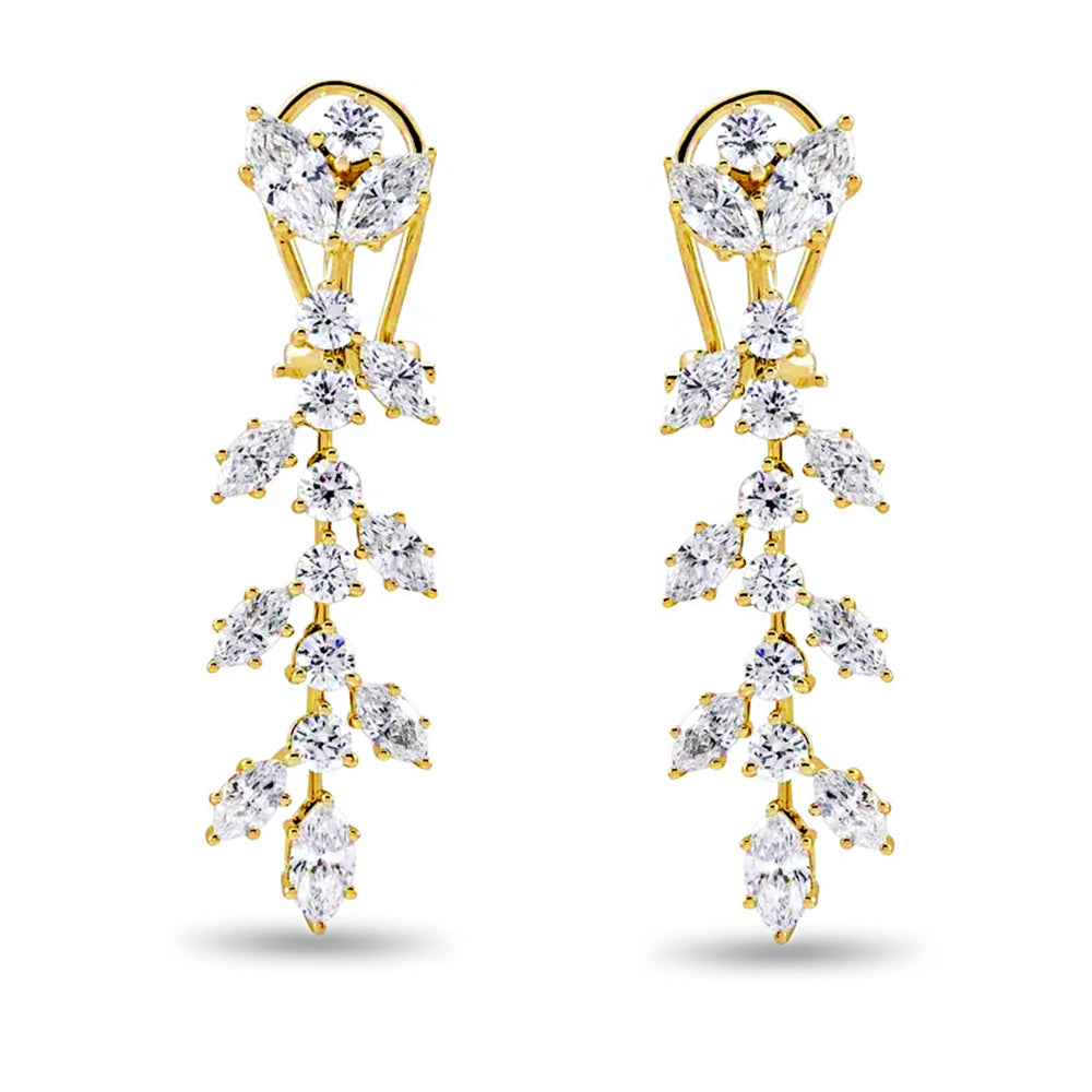 4.25 ct. Marquise Diamond Drop Earrings Flower Design - 14K Rose Gold - E-F Color VS1-VS2 Clarity