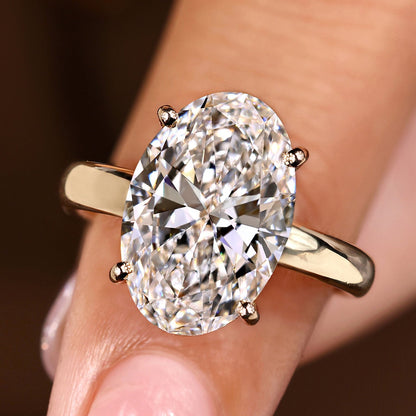 5 - 10 Carat Oval Cut Diamond Hidden Halo Engagement Ring