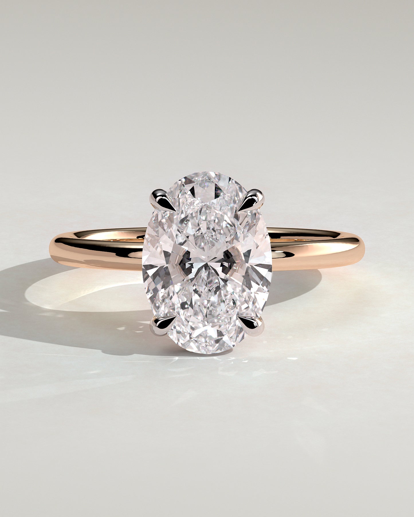 Emma  Oval Solitaire with Hidden Halo - 3ct Rose Gold/White Gold