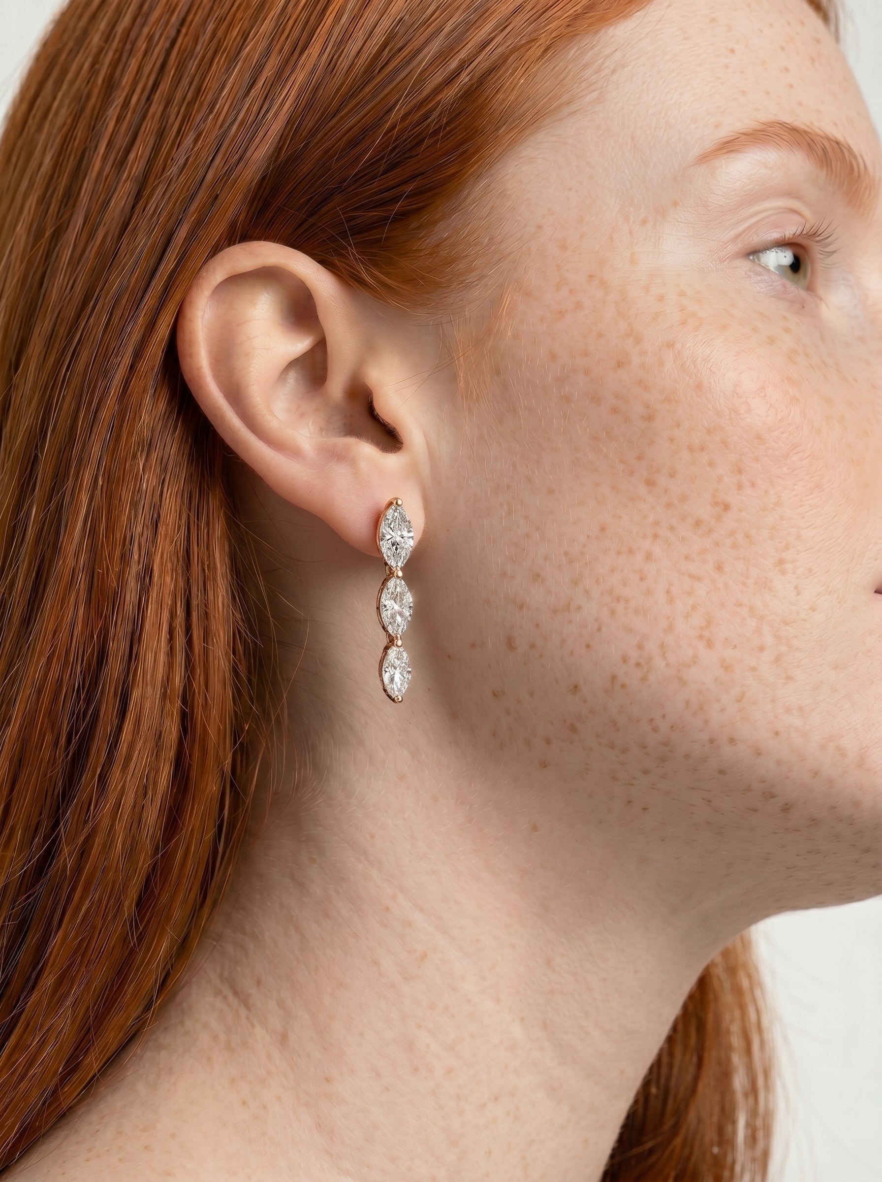 Abigail Lab Grown Diamond Earrings Marquise - Rose Gold