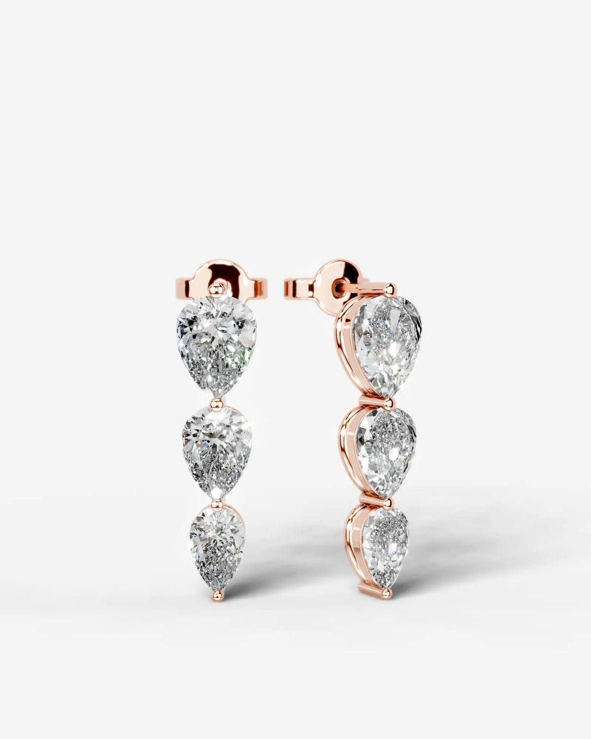 Abigail Lab Grown Diamond Earrings Pear - Rose Gold