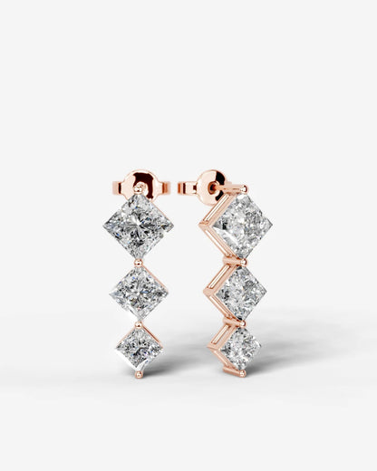 Abigail Lab Grown Diamond Earrings Princess - Rose Gold