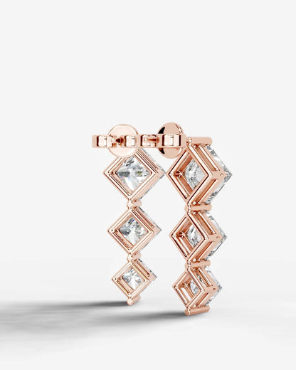 Abigail Lab Grown Diamond Earrings Princess - Rose Gold