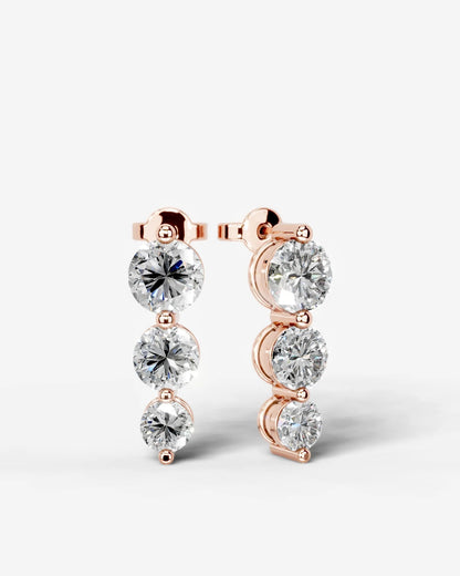 Abigail Lab Grown Diamond Earrings Round - Rose Gold