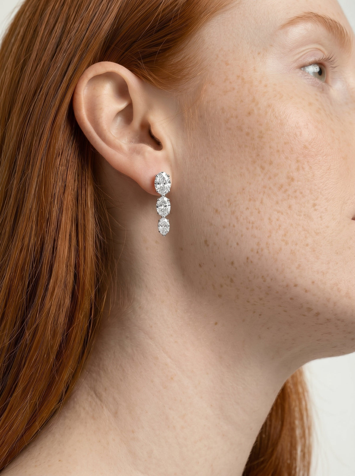 Abigail Lab Grown Diamond Earrings Oval - White Gold