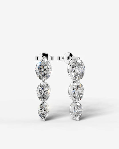 Abigail Lab Grown Diamond Earrings Oval - White Gold