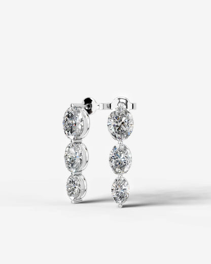 Abigail Lab Grown Diamond Earrings Oval - White Gold