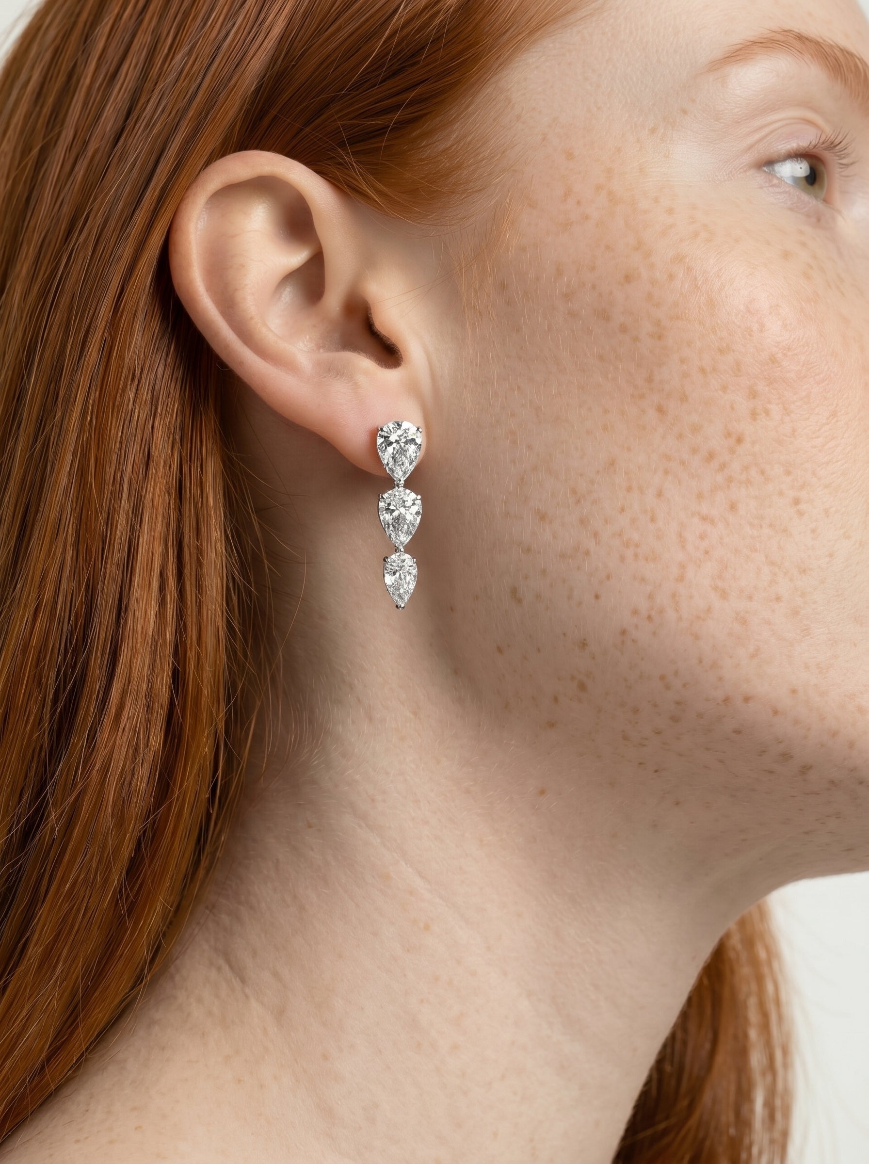 Abigail Lab Grown Diamond Earrings Pear - Platinum