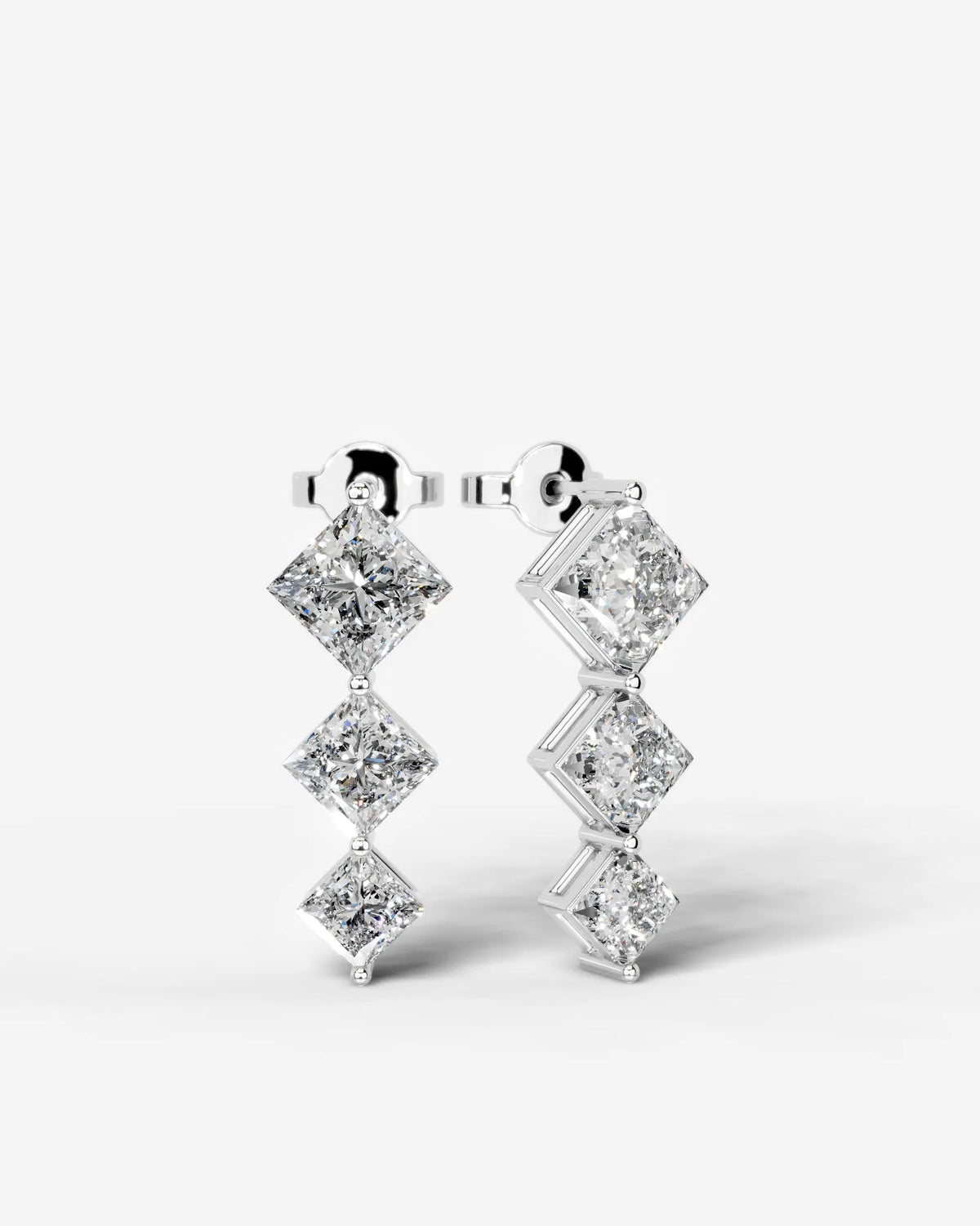 Abigail Lab Grown Diamond Earrings Princess - White Gold
