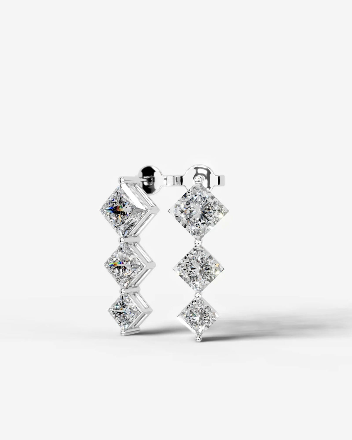 Abigail Lab Grown Diamond Earrings Princess - White Gold