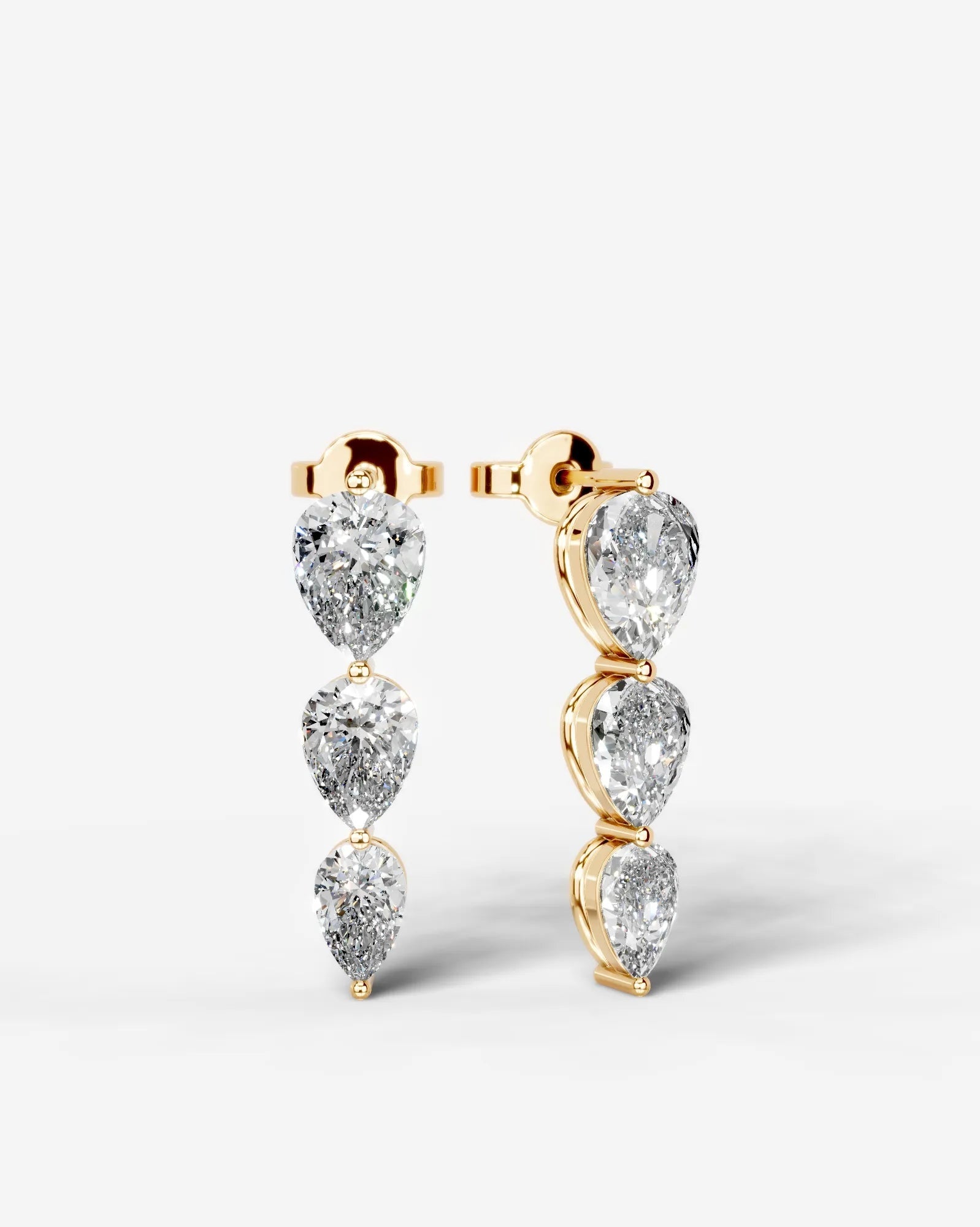 Abigail Lab Grown Diamond Earrings Pear - Yellow Gold