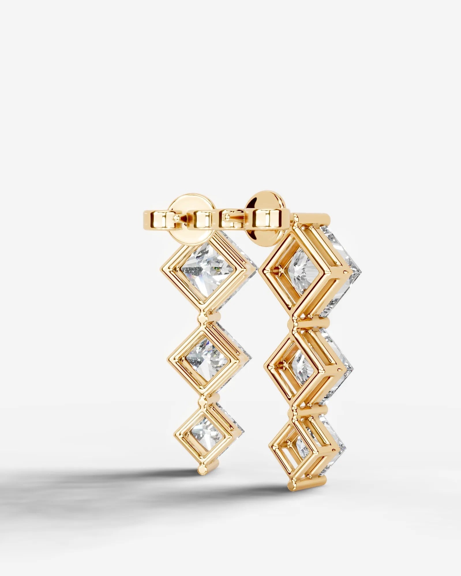 Abigail Lab Grown Diamond Earrings Princess - Yellow Gold