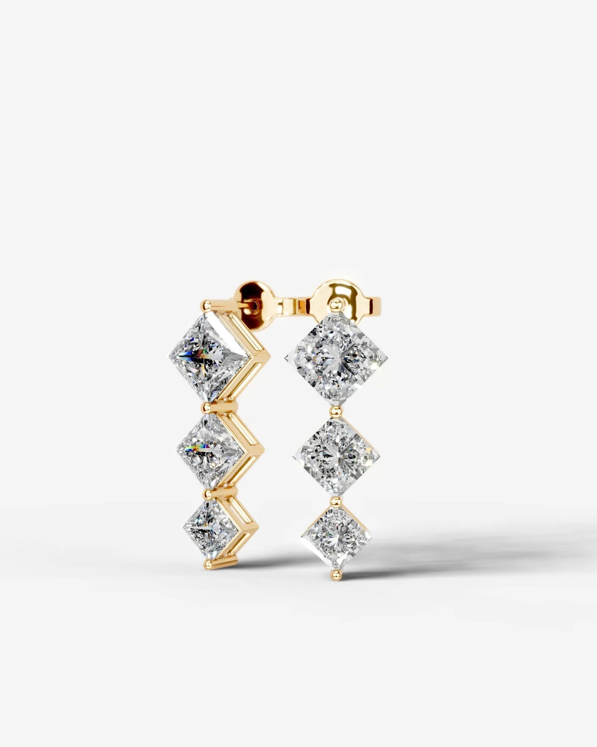 Abigail Lab Grown Diamond Earrings Princess - Yellow Gold