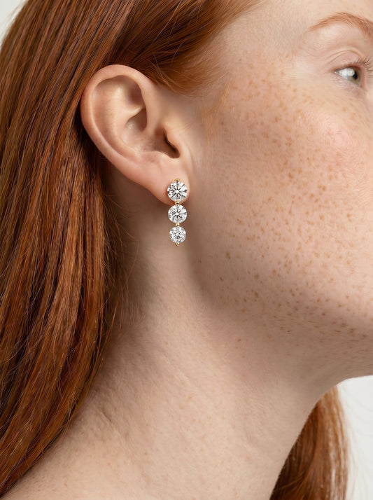 Abigail Lab Grown Diamond Earrings Round - Yellow Gold