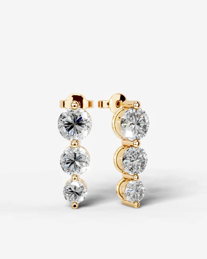 Abigail Lab Grown Diamond Earrings Round - Yellow Gold