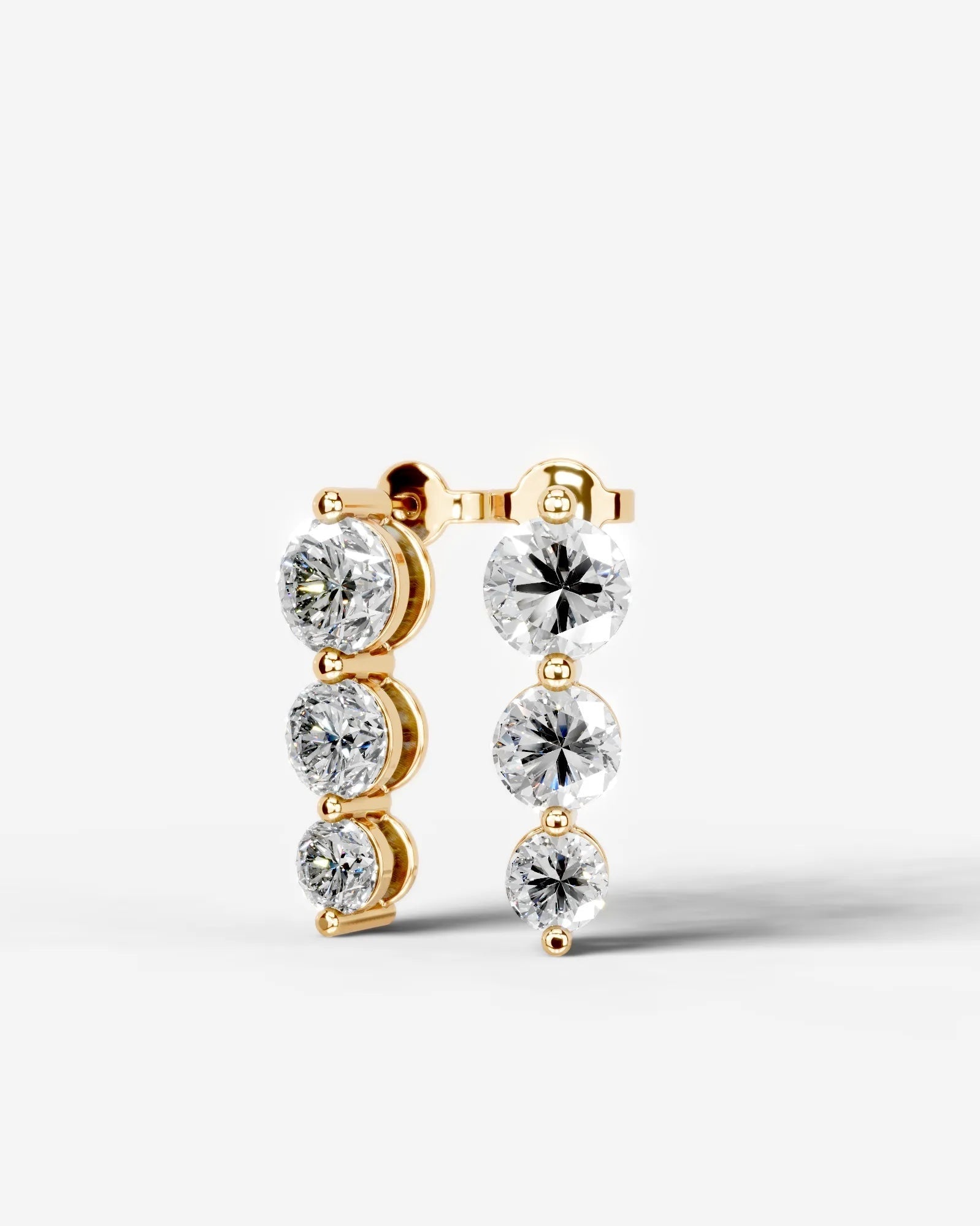 Abigail Lab Grown Diamond Earrings Round - Yellow Gold