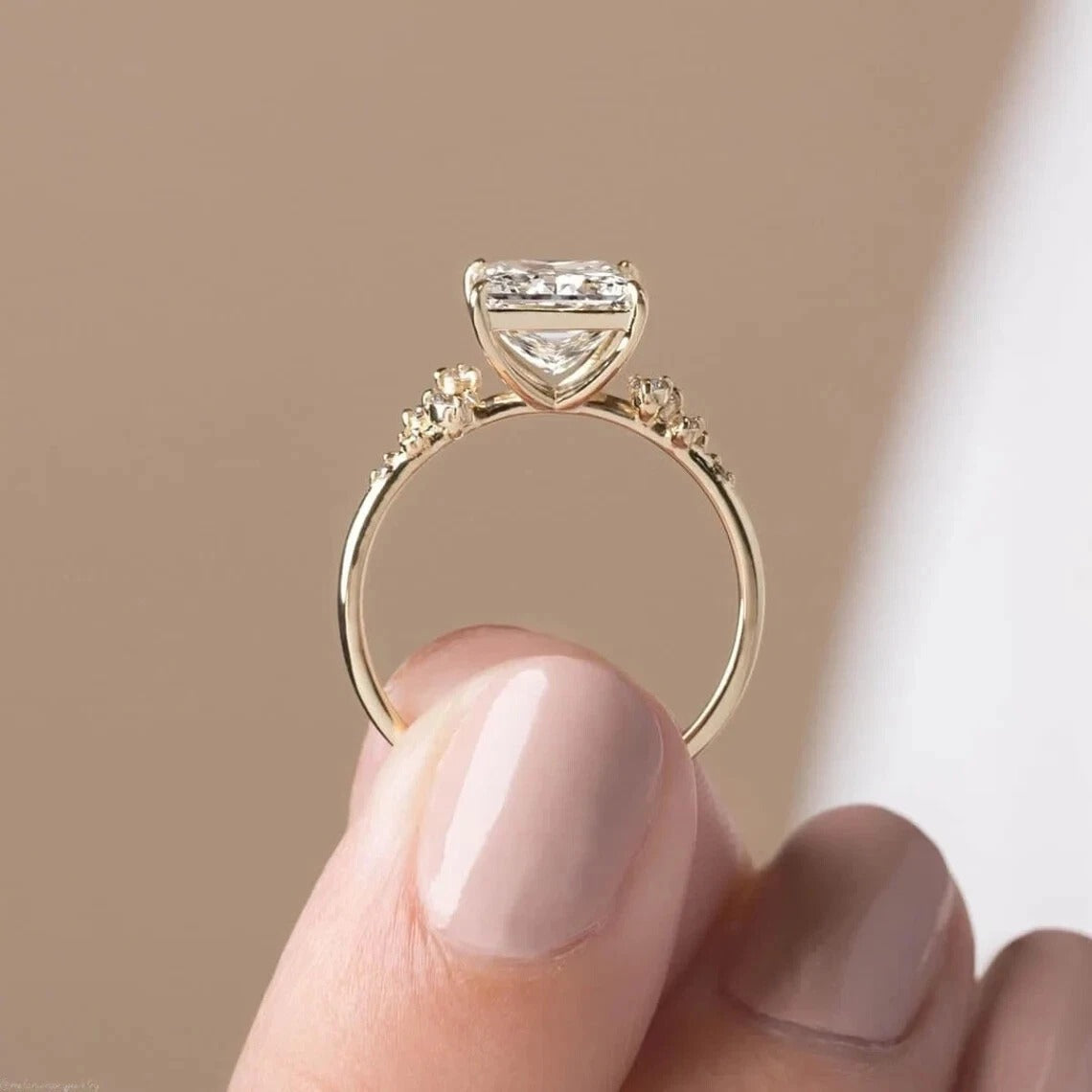 Amazing Design Sterling Silver Moissanite Princess Cut Women's Anniversary Ring