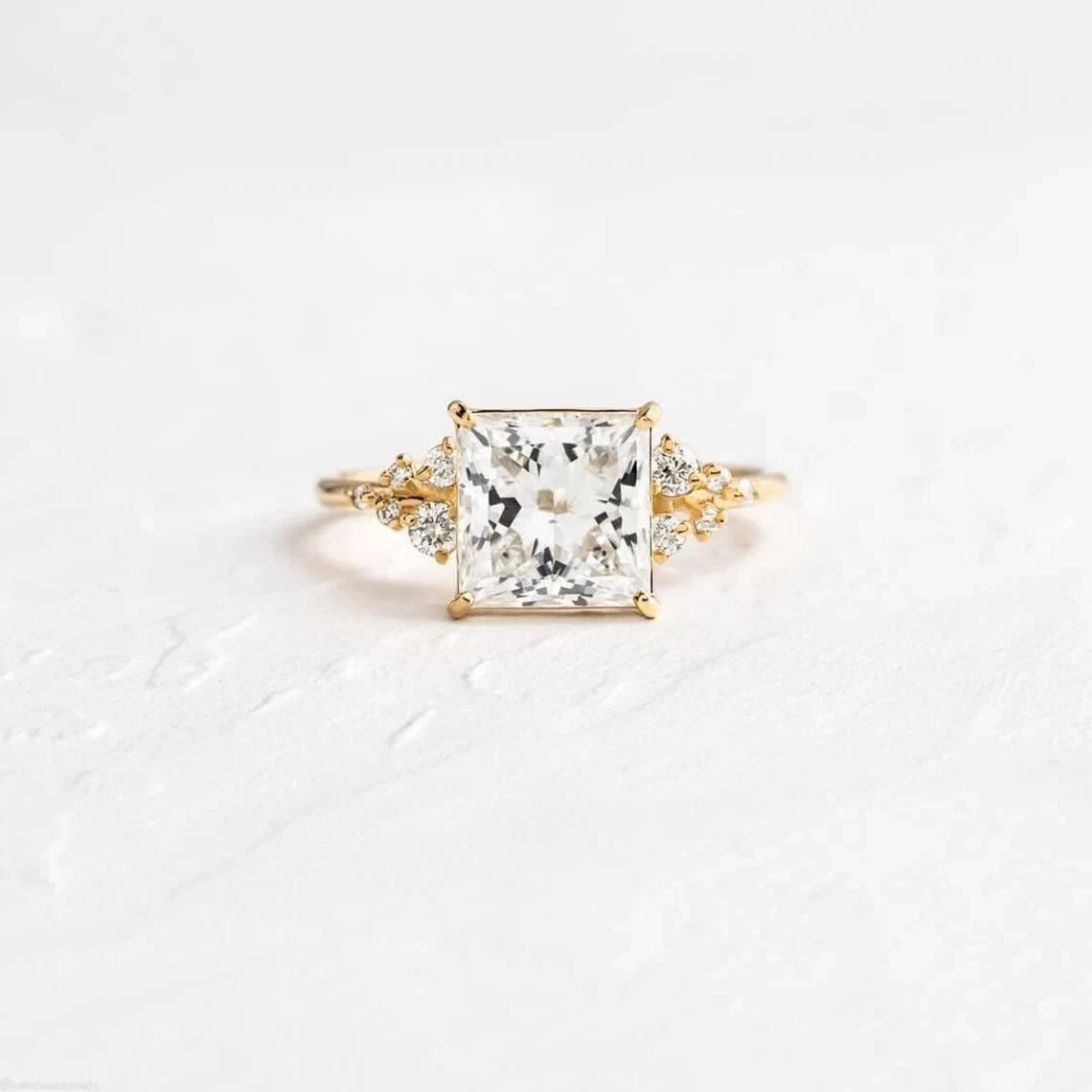 Amazing Design Sterling Silver Moissanite Princess Cut Women's Anniversary Ring