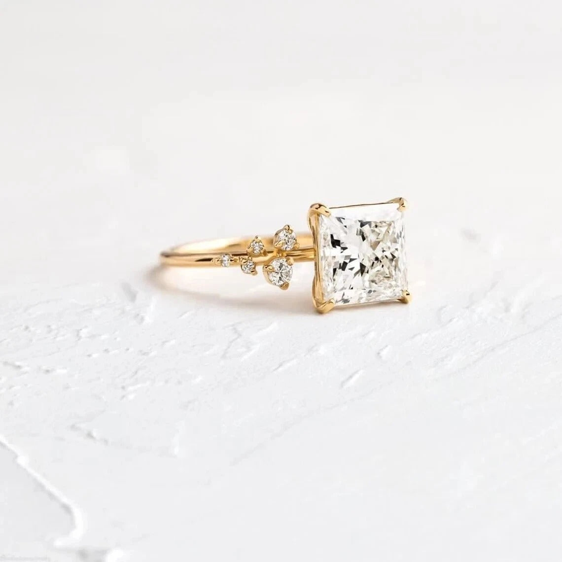 Amazing Design Sterling Silver Moissanite Princess Cut Women's Anniversary Ring
