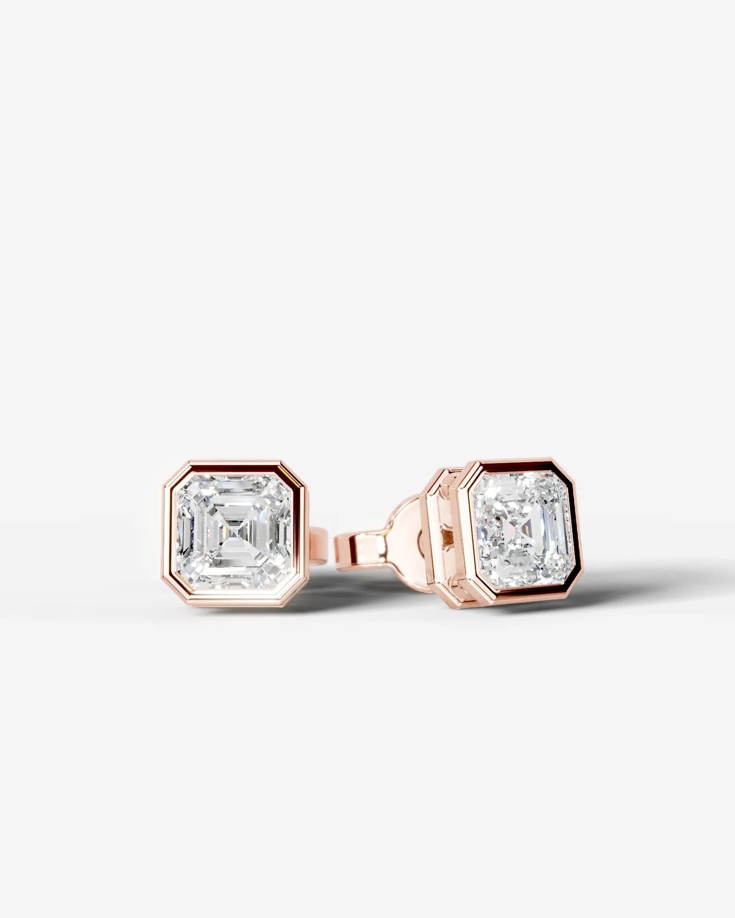 Amber Lab Grown Diamond Earrings Asscher - Rose Gold