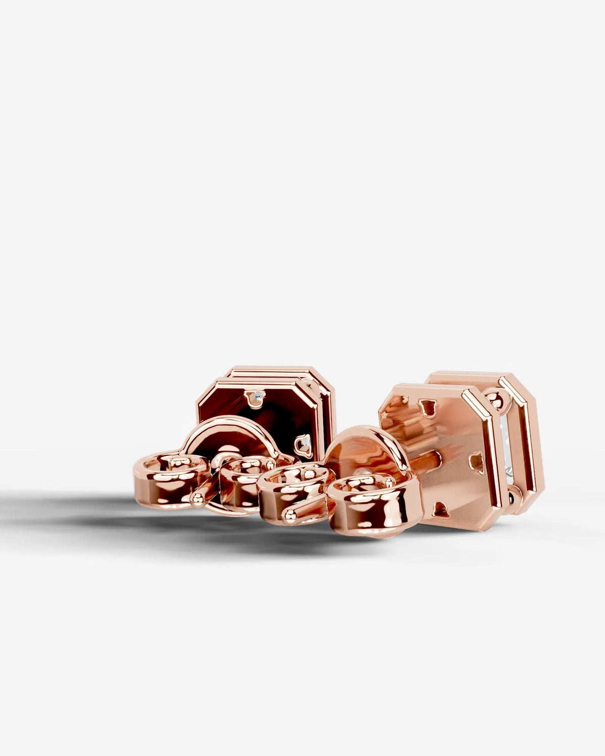 Amber Lab Grown Diamond Earrings Asscher - Rose Gold