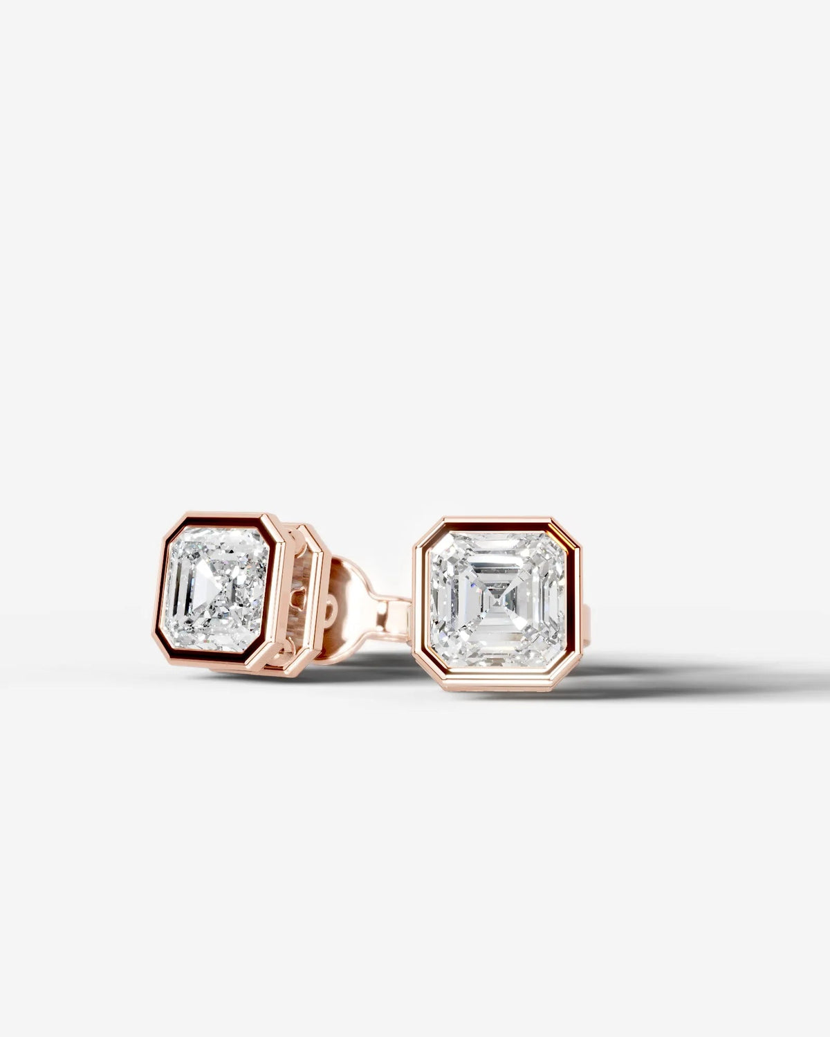 Amber Lab Grown Diamond Earrings Asscher - Rose Gold