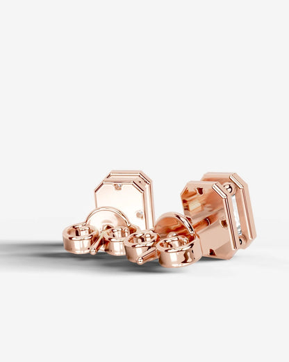 Amber Lab Grown Diamond Earrings Elongated Radiant - Rose Gold