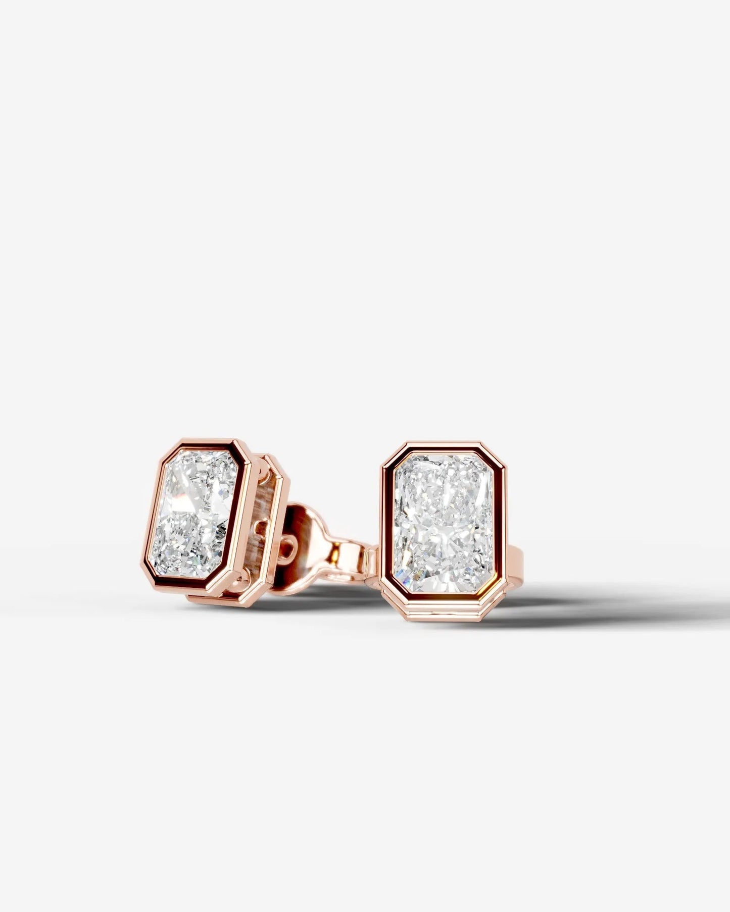 Amber Lab Grown Diamond Earrings Elongated Radiant - Rose Gold