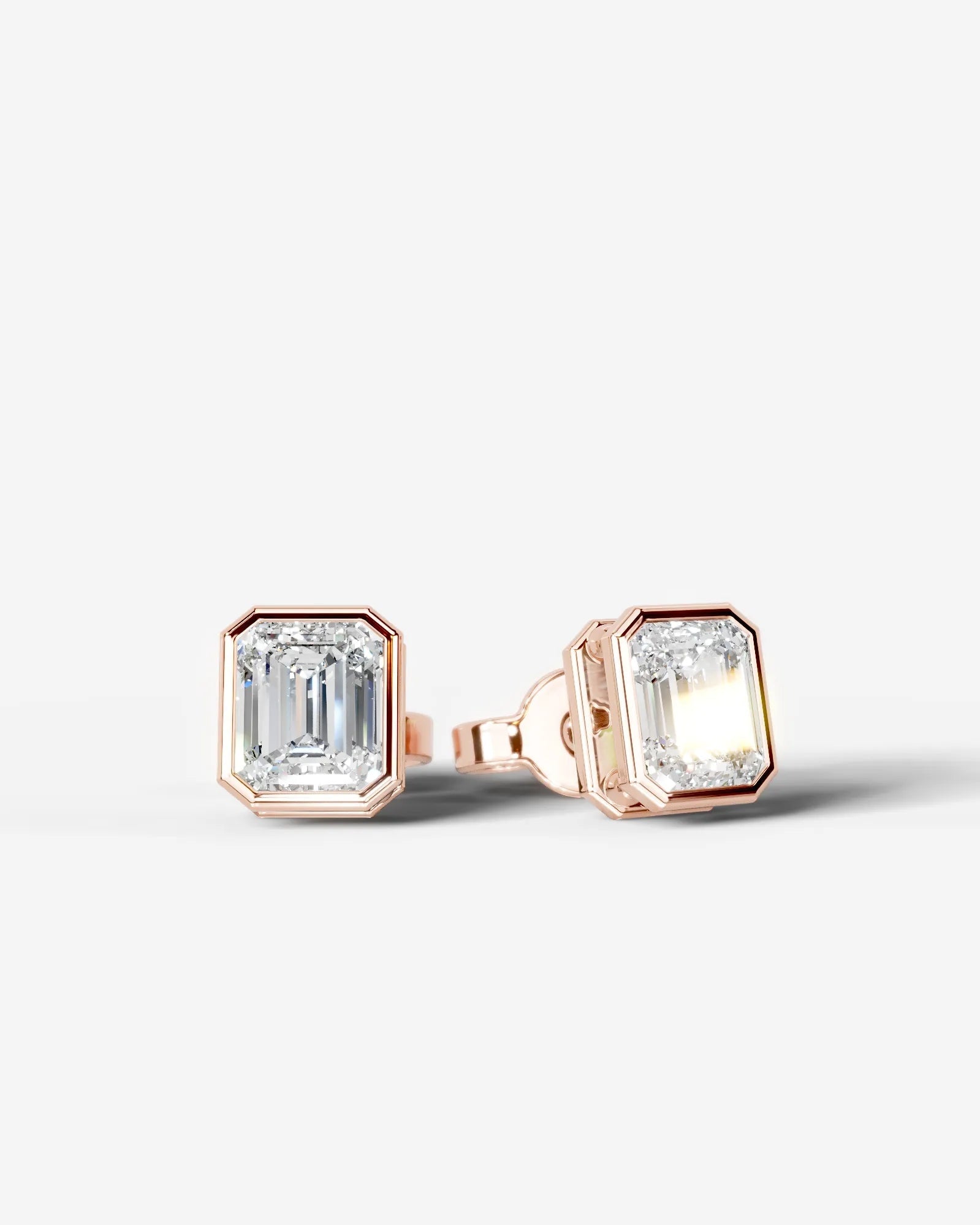 Amber Lab Grown Diamond Earrings Emerald - Rose Gold
