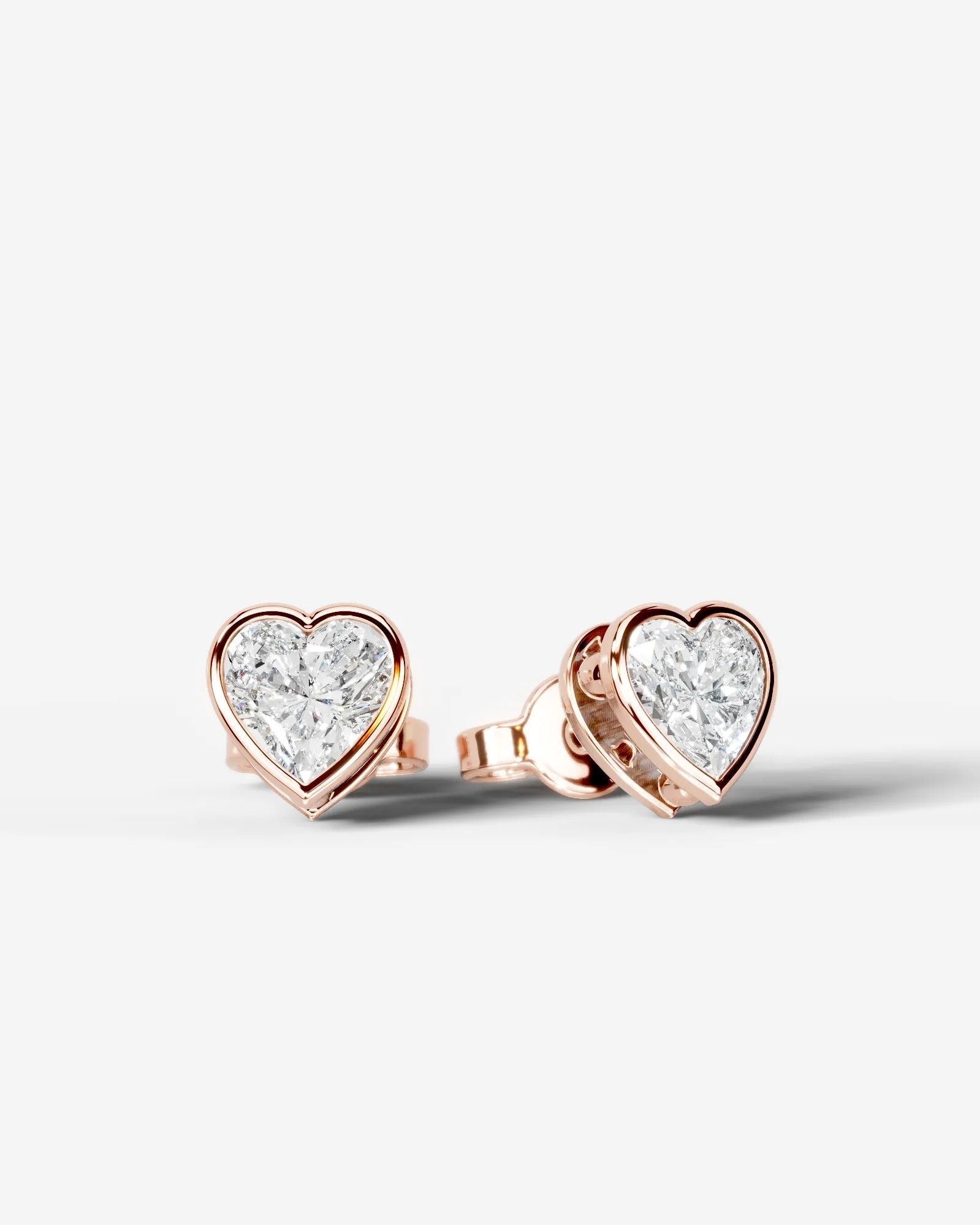 Amber Lab Grown Diamond Earrings Heart - Rose Gold