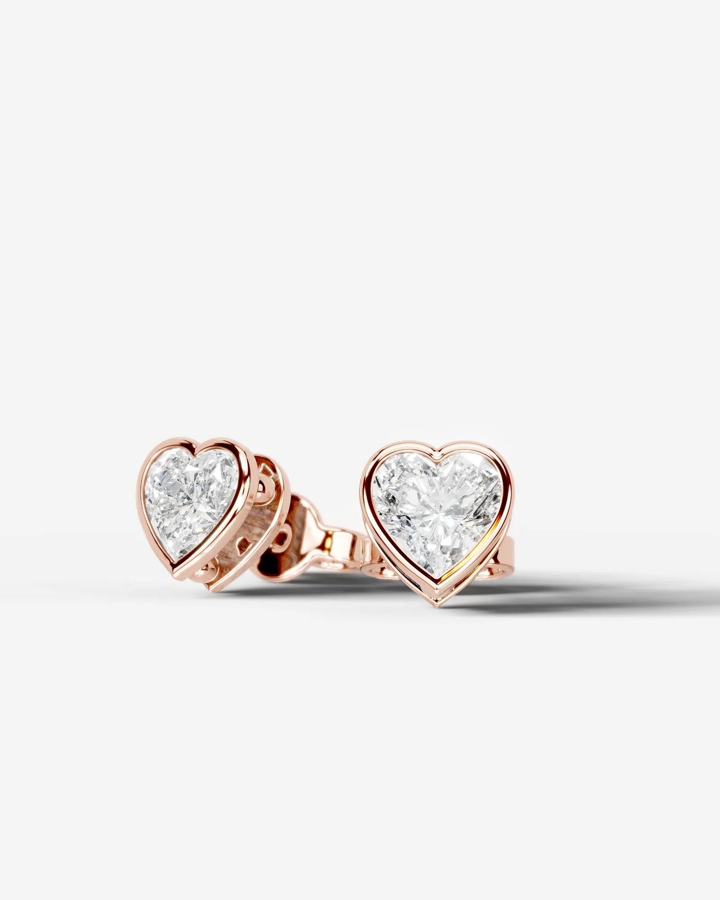 Amber Lab Grown Diamond Earrings Heart - Rose Gold