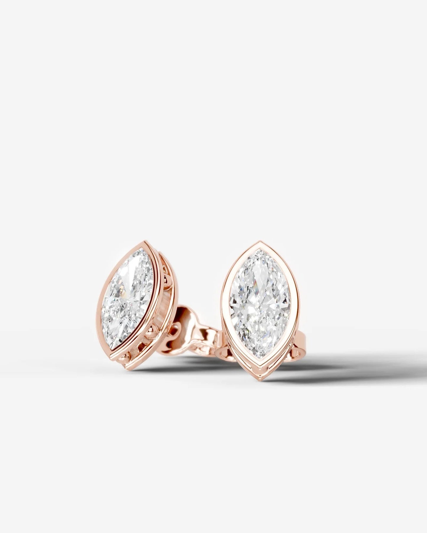 Amber Lab Grown Diamond Earrings Marquise - Rose Gold
