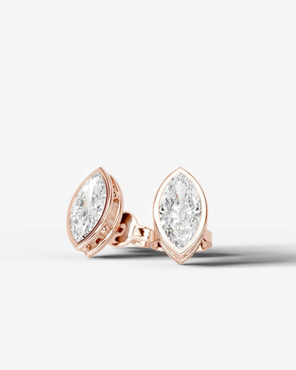 Amber Lab Grown Diamond Earrings Marquise - Rose Gold