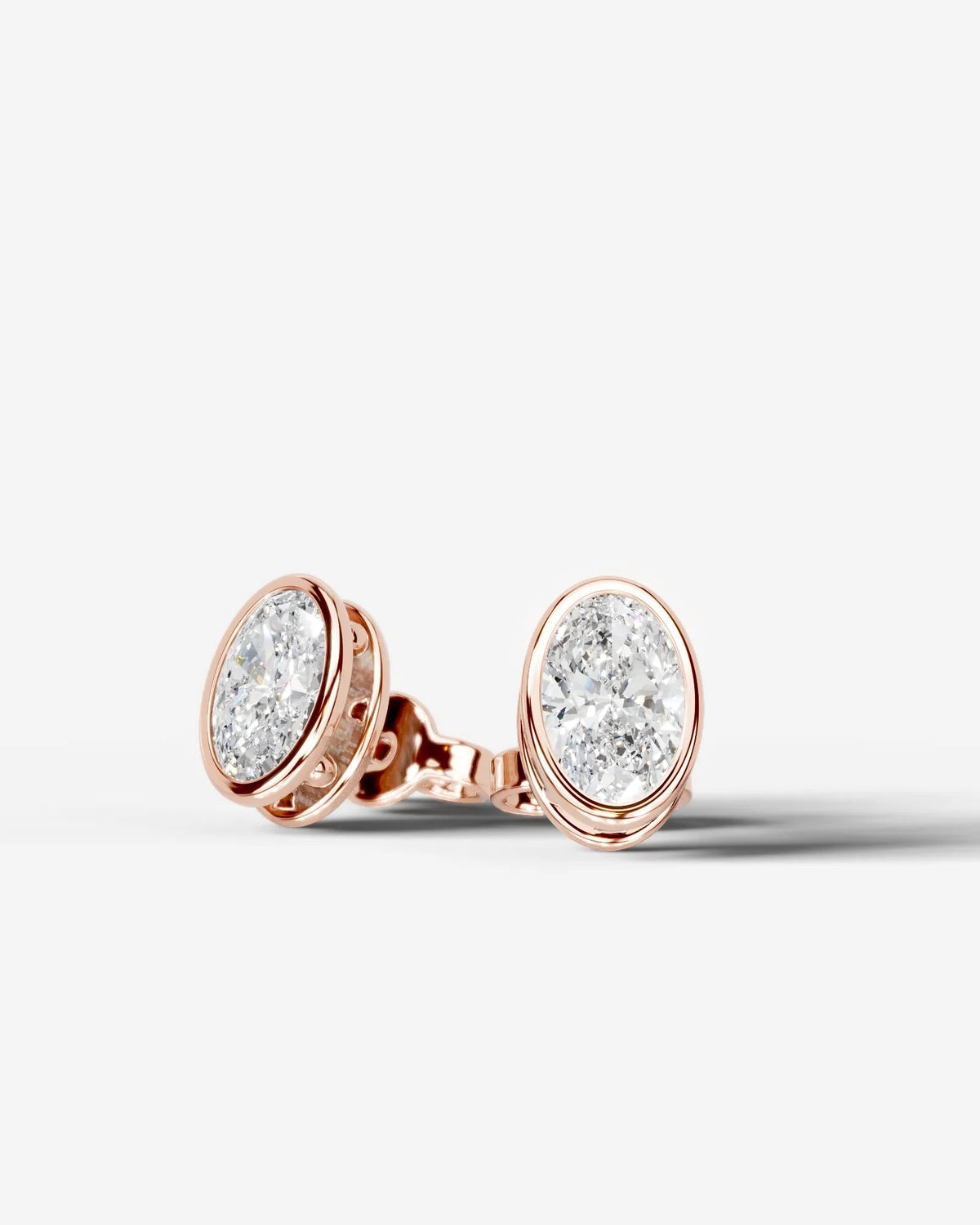 Amber Lab Grown Diamond Earrings Oval - Rose Gold