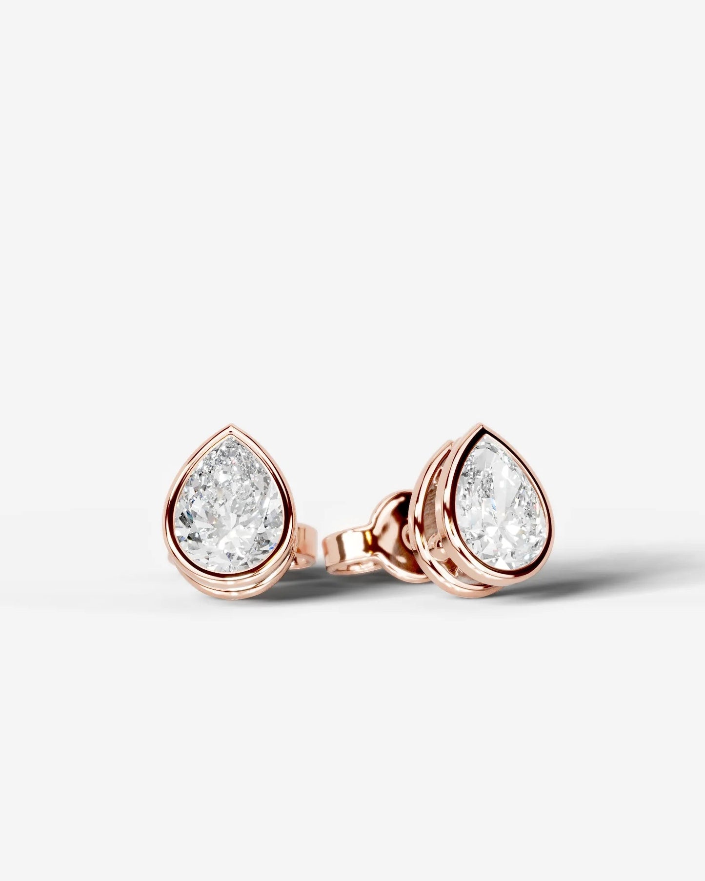 Amber Lab Grown Diamond Earrings Pear - Rose Gold