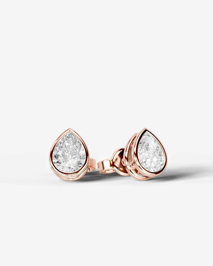 Amber Lab Grown Diamond Earrings Pear - Rose Gold
