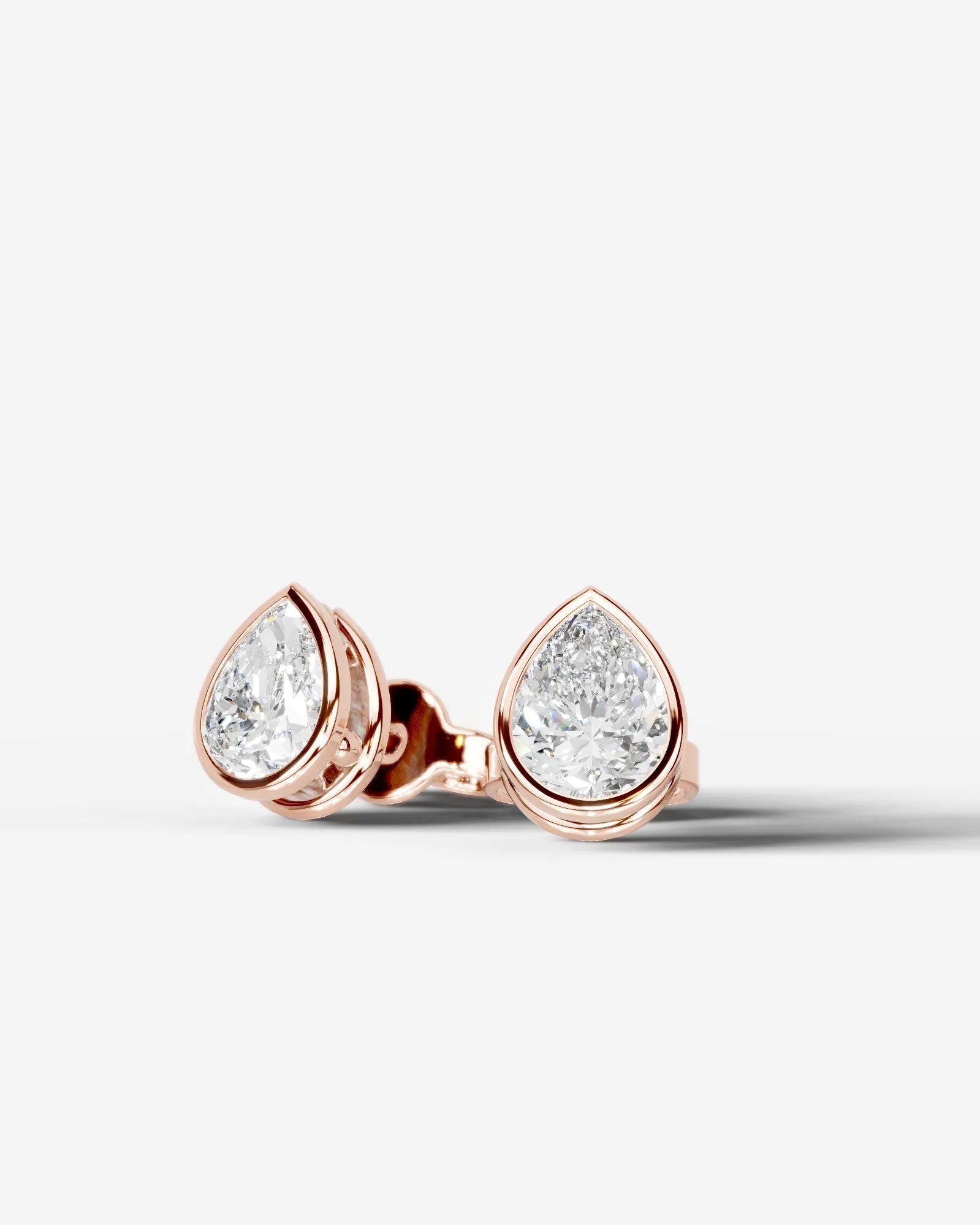 Amber Lab Grown Diamond Earrings Pear - Rose Gold