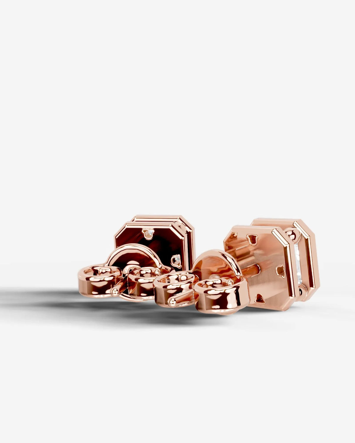 Amber Lab Grown Diamond Earrings Square Radiant - Rose Gold