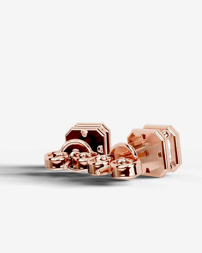 Amber Lab Grown Diamond Earrings Square Radiant - Rose Gold