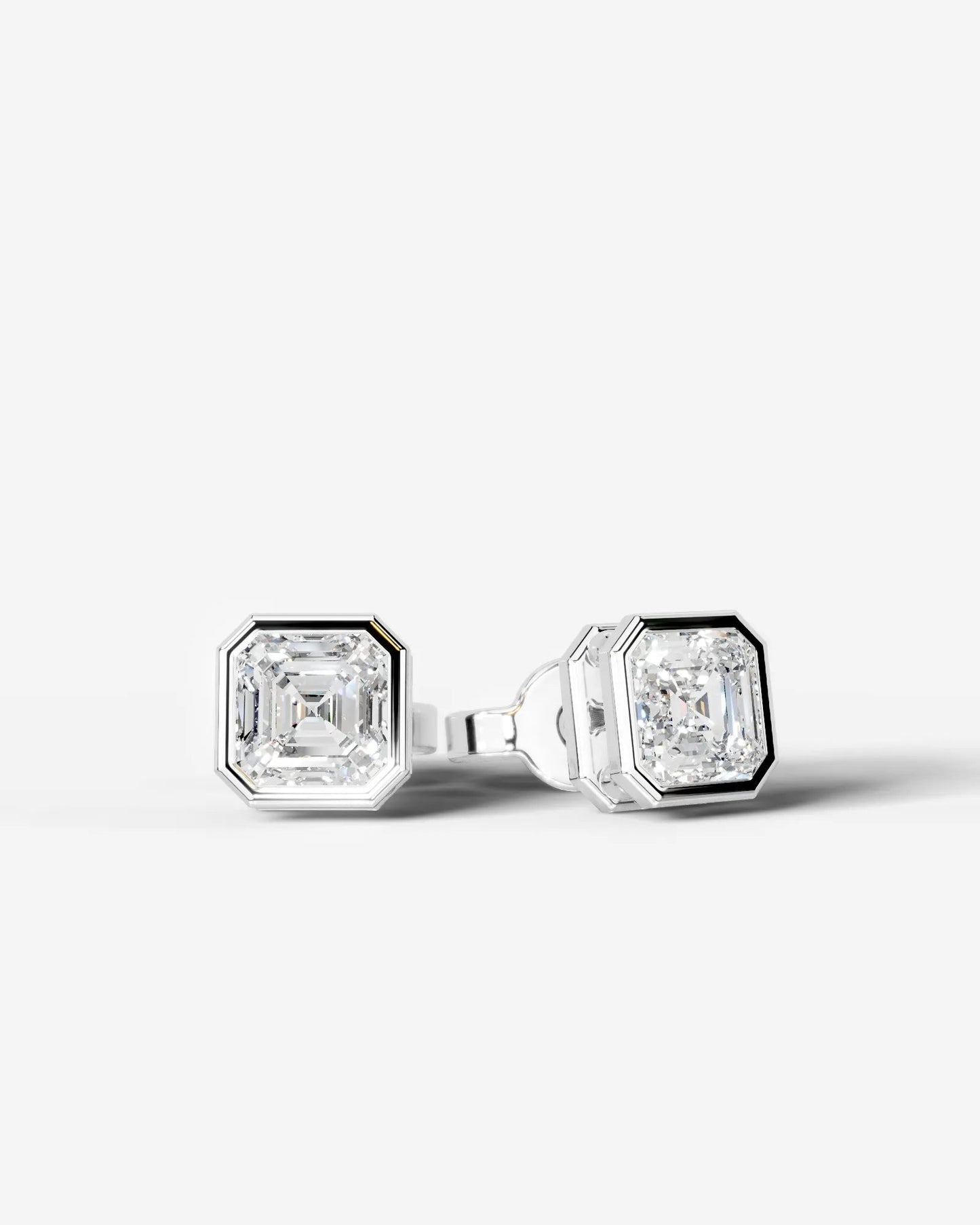 Amber Lab Grown Diamond Earrings Asscher - Platinum