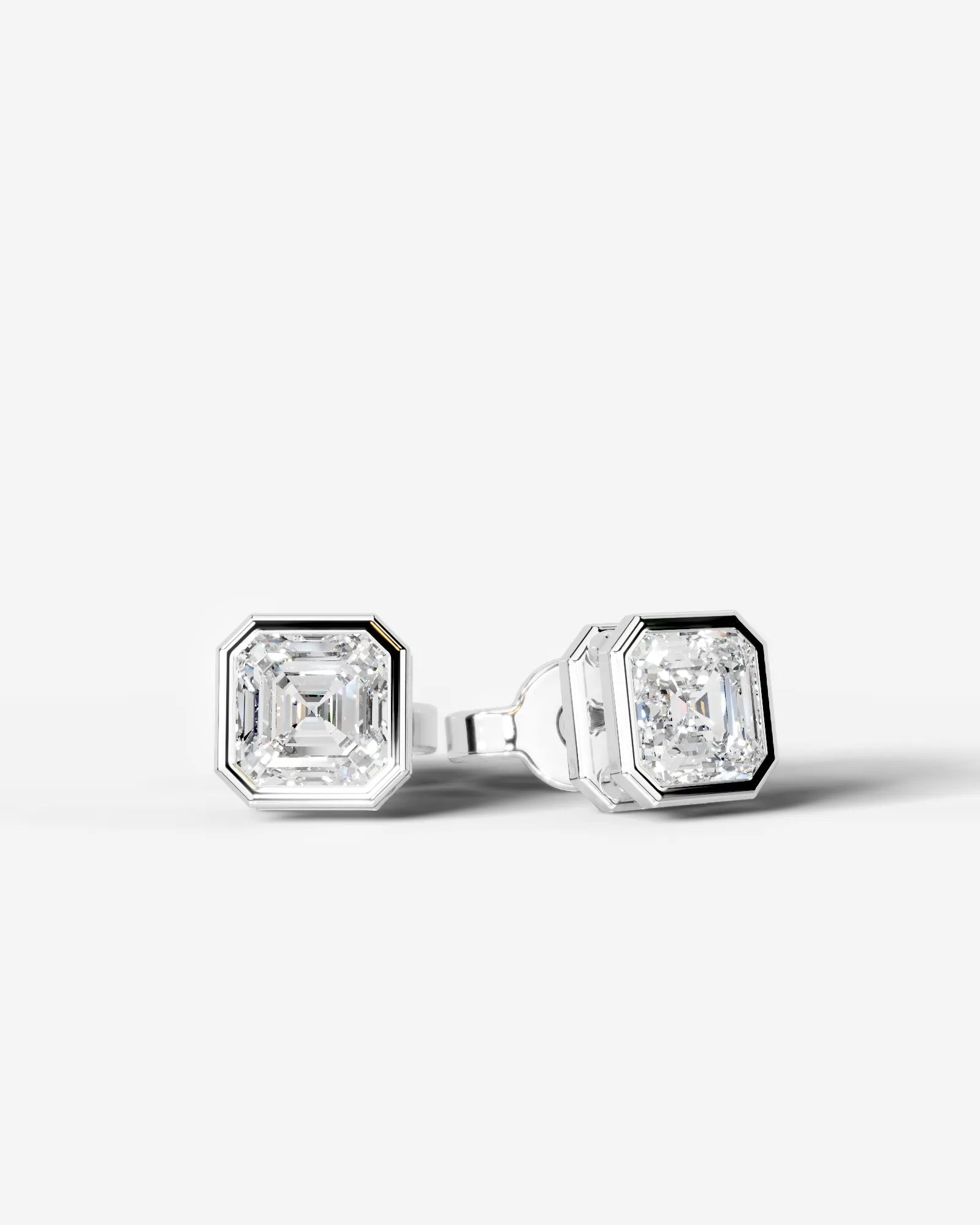 Amber Lab Grown Diamond Earrings Asscher - Platinum
