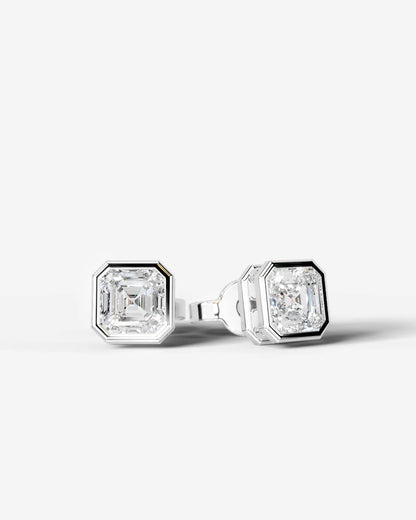 Amber Lab Grown Diamond Earrings Asscher - Platinum