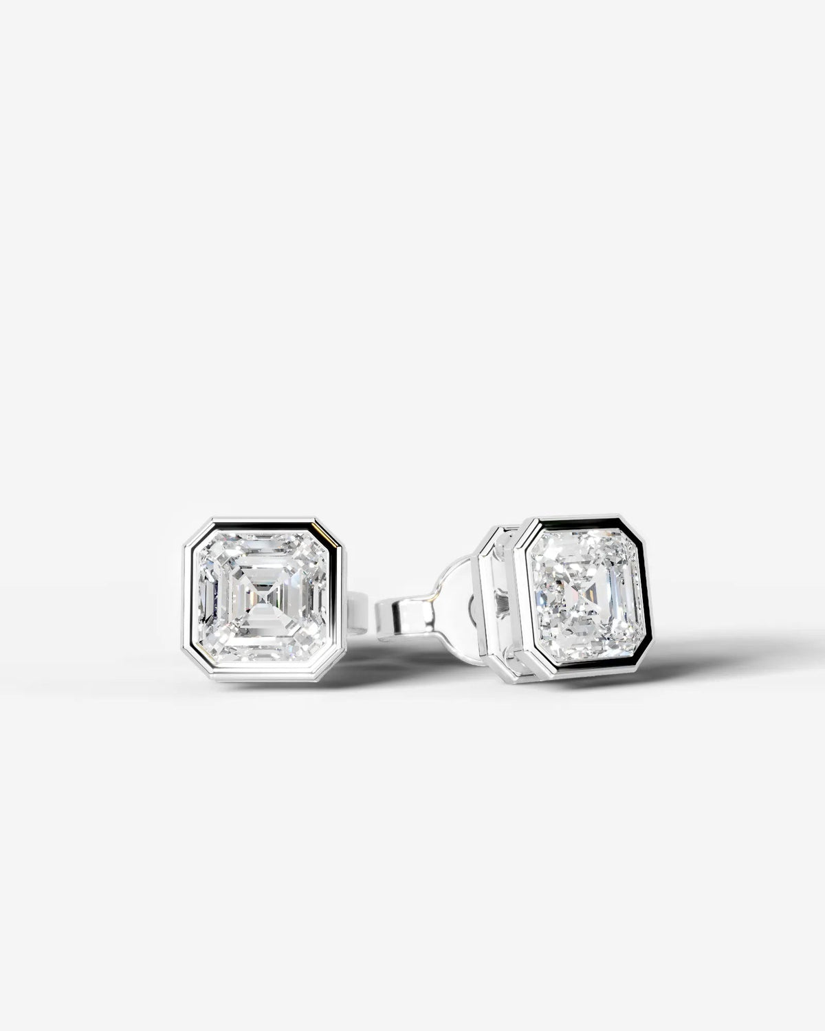 Amber Lab Grown Diamond Earrings Asscher - White Gold