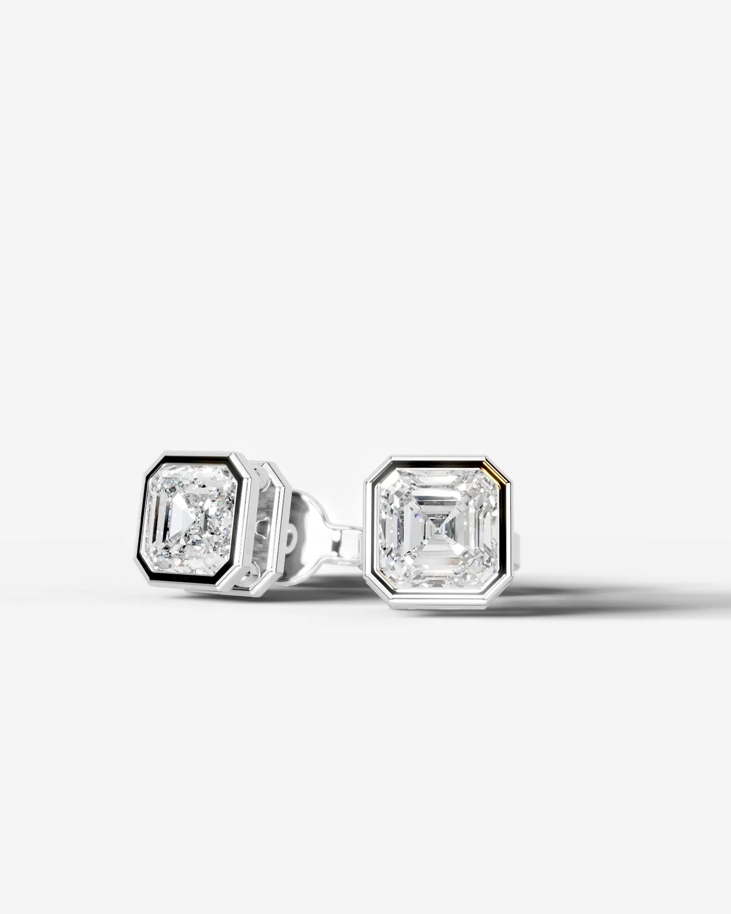 Amber Lab Grown Diamond Earrings Asscher - Platinum
