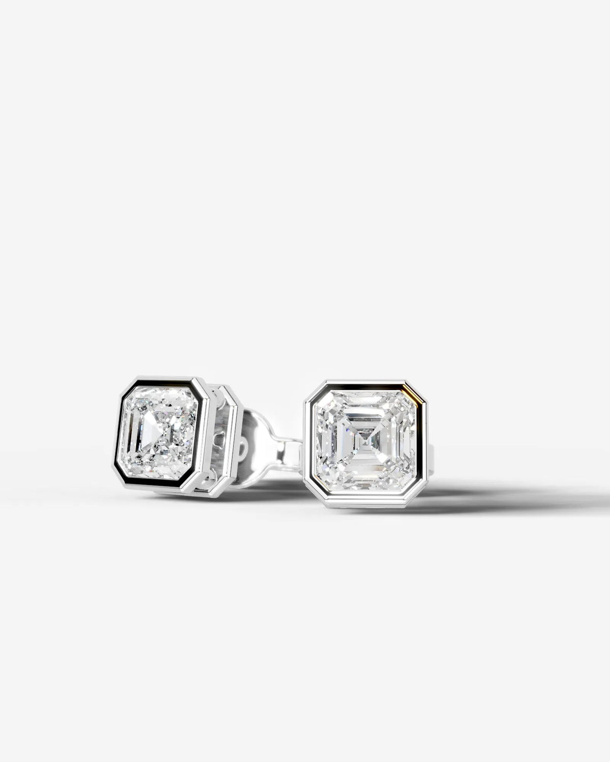 Amber Lab Grown Diamond Earrings Asscher - Platinum