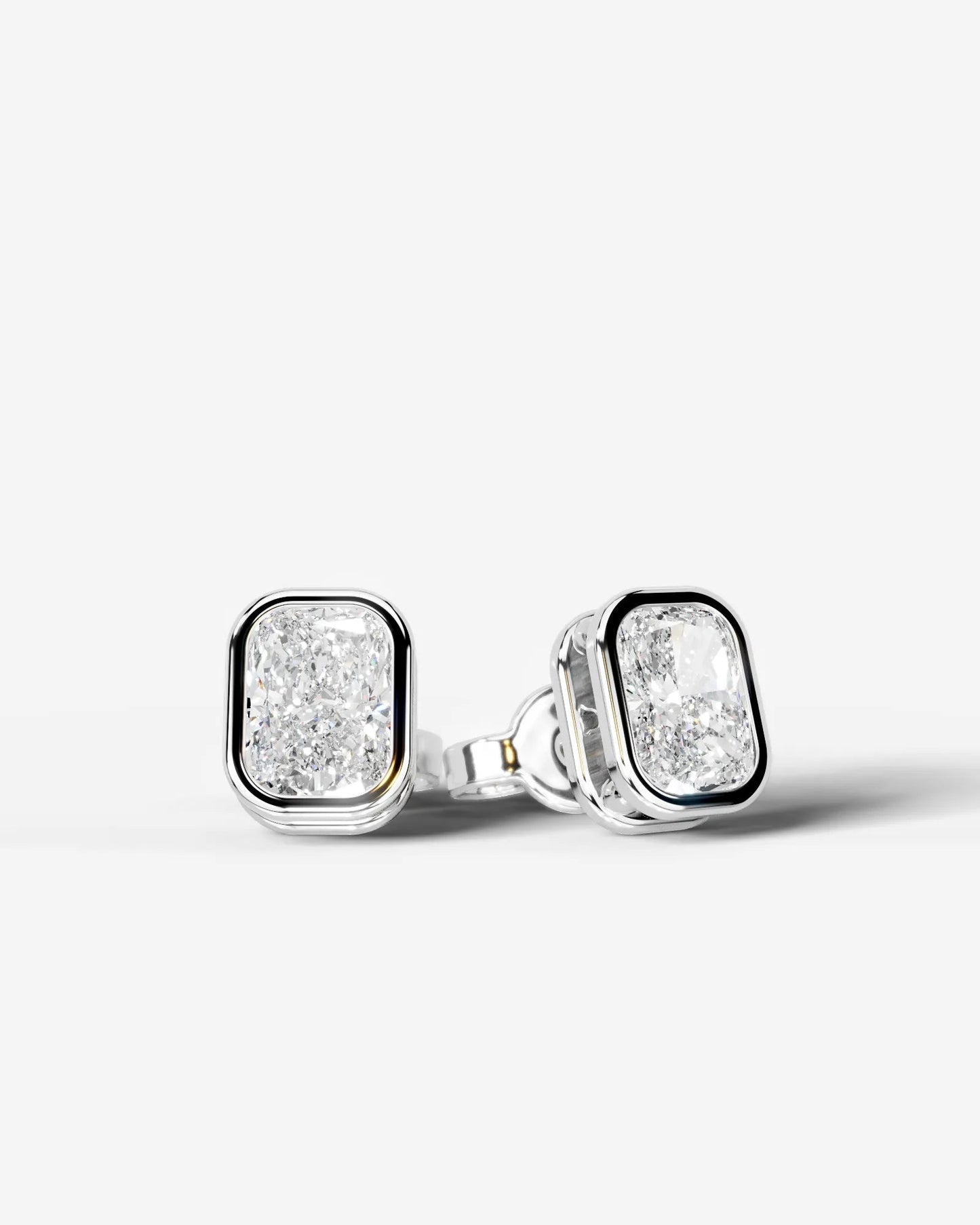 Amber Lab Grown Diamond Earrings Elongated Cushion - Platinum