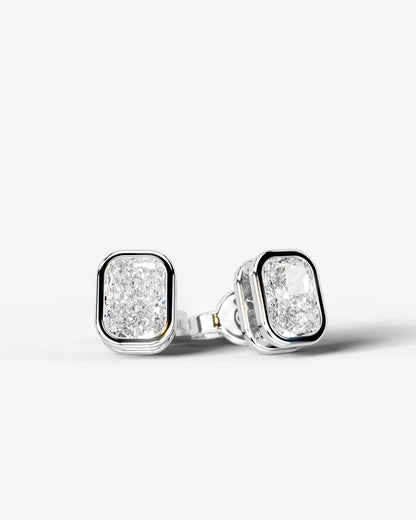 Amber Lab Grown Diamond Earrings Elongated Cushion - Platinum