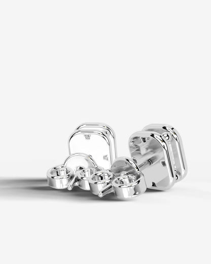 Amber Lab Grown Diamond Earrings Elongated Cushion - Platinum