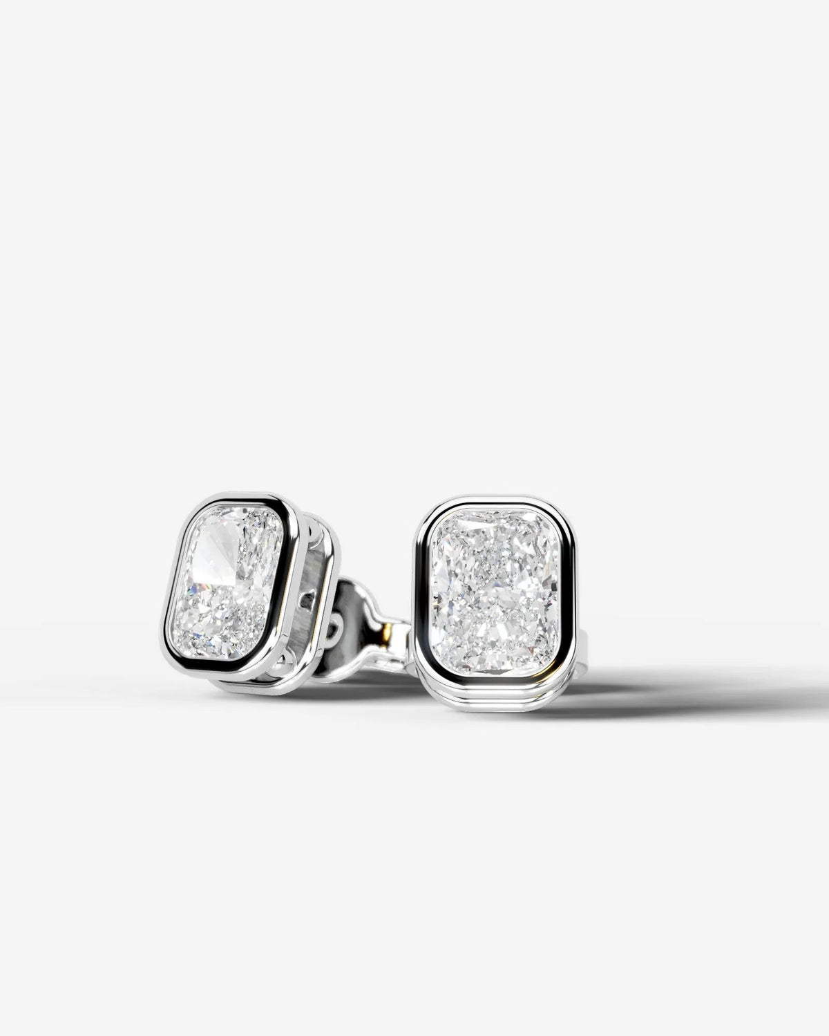 Amber Lab Grown Diamond Earrings Elongated Cushion - Platinum