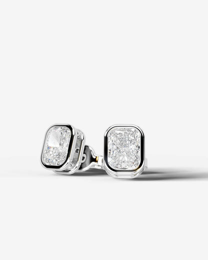 Amber Lab Grown Diamond Earrings Elongated Cushion - Platinum